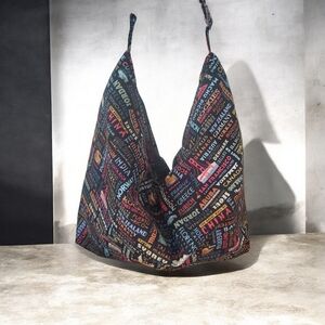Stylish Multicolor Text Hobo Bag